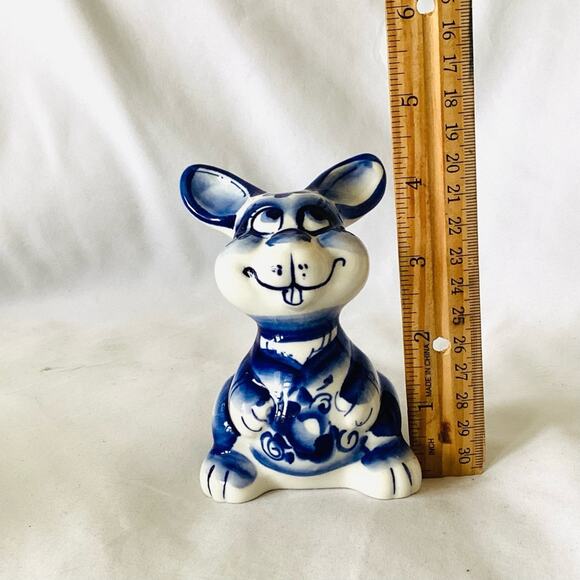Funny Bunny Porcelain Figurine. Gzhel - Picture 7 of 8